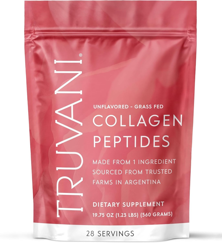 Truvani Hydrolyzed Collagen Peptider Mea124; Unflavored Measures 124; 28 Servering Measures 124; 20g Grass- Fed Collagen Protein Powder Measures 124; Promoes Hår, Hud, og Nail Health Measures 124; Dairy & Gluten Free Measures 124; Kvinder & Mænd Measures 124; Pakke May Vary