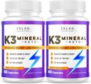 ZELSO (2 Pack K3 Mineral vægttab piller til kvinder og mænd, K3 Mineral piller - K3 Salt Mineral, Vitamin + K3 kapsler supplement til Keto Vægttab - 2 Måneders forsyning
