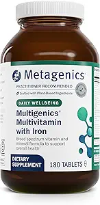 Metagenics Multigenics Multivitamin med jern - Fast- Release Multivitamin & Multimineral Tablet - for ben sundhed, homocystein Metabolisme & antioxidant Support * - Non- GMO & Gluten Free - 180 tabletter
