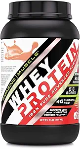 Amazing Muscle 100% Whey Protein Powder * Avanceret formel med Whey Protein Isolere som en primær ingredient sammen med Ultra Filtret Whey Protein Koncentrat (Jordbær, 2 LB)