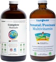 LIQUIDHealth Complete Multiple & Prenatal / Postnatal multiple Liquid Vitamin Bundle - Voksne Daglige Multivitaminer til mænd og kvinder, Immunstøtte, Graviditet Vitaminer til mor og baby - USA Made, Vegan