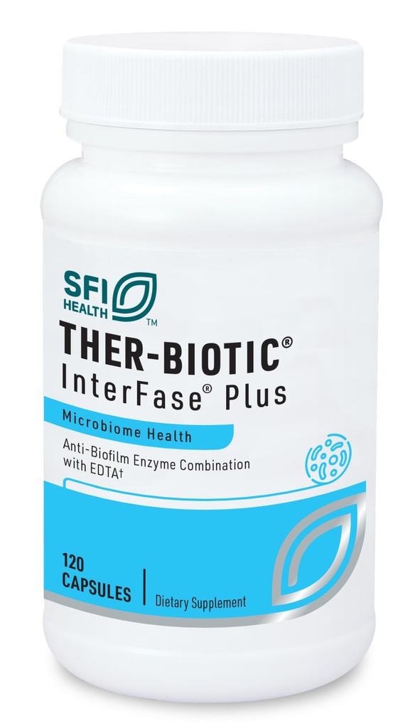 SFI Health Klaire Labs Ther- Biotic Interfase Plus - Anti Biofilamenter Enzymes med EDTA til støtte Gut Flora, Toxin Cleanse & Full Body Detox - Fremme Biofilamenter Matrix Disruption (120 kapsler)