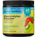 KEY NUTRIENSER Multivitamin Elektrolyter Powder Ingen sukker - saftig Strawberry Kiwi Electrolyte Powder - Endurance & Energy Supplement - Hydration Powder - Ingen kalorier - 90 Servering - Made in USA