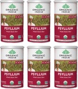 ORGANISK INDIA Hele Psyllium Husk Powder Organic - Psyllium Husk Fiber Supplement, fordøjelsesstøtte, Vegan, Glutenfri, Non- GMO, Opløselig & Uopløselig Fiber Kilde - 12 oz Canister, 6 Pack