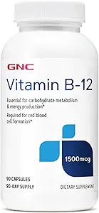 GNC Vitamin B-12 1500mcg, understøtter energiproduktion, 90 kapsler