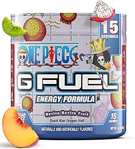 G Brændstof et stykke Revive- Revive Energy Drink Powder, Pre Workout Koffein Mix for Gaming, Sukker Free Focus Amino + Antioxidanter, 3.7oz (Peach Kiwi Dragon Fruit, 15 Servere)