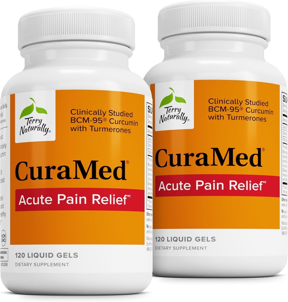Terry naturligt CuraMed Akut Smerte Relief - tillæg med BCM- 95 Curcumin & BOS- 10 Boswellia - Black Sesame Seed Oil to Support Relief of Occasional Discomfort - 120 Liquid Gels (Pack of 2)