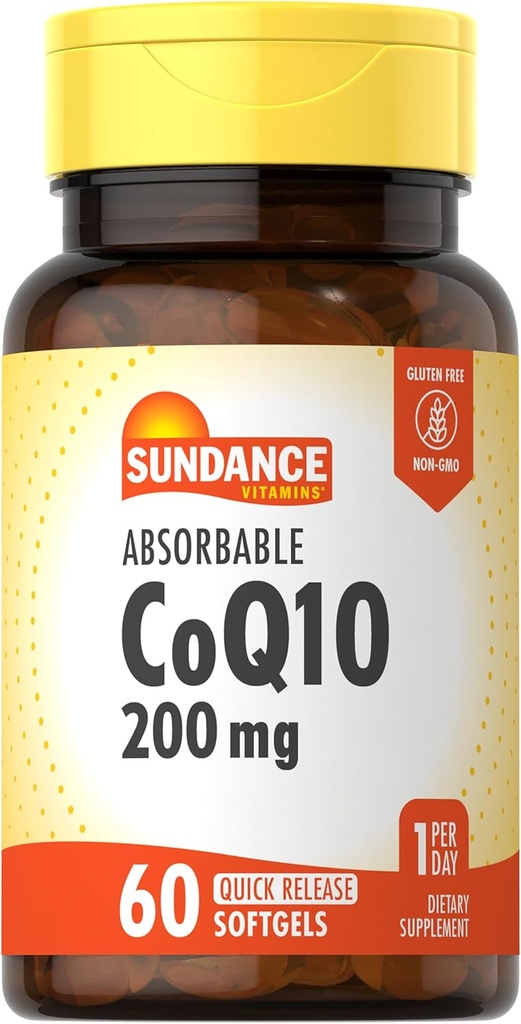 Sundance CoQ10 200mg Softgels against 124; 60 Greve Beeg 124; med Black Pepper Extract 124; Non- GMO & Gluten Free Supplement