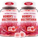 (2 Pack) Sukker fri Methylerede Multivitamin til kvinder Gummies med Calcium, D3 K2, Inositol, Folate, Biotin, Jern, Vitamin A, C, E, B Complex - Multi Vitamin & Minerals - Energy, Immun, Bone - Vegan