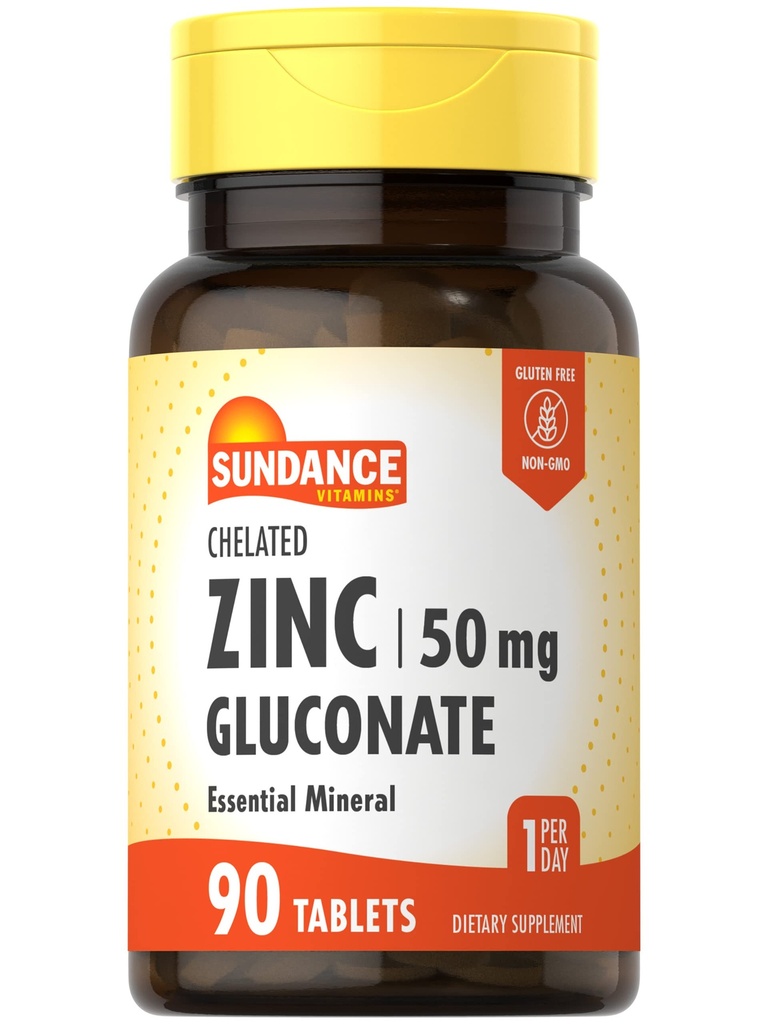 Sundance Zink Supplement 50 mg 10 mg 12, 90 tabletter 12, chelated Essential Mineral
