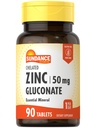 Sundance Zink Supplement 50 mg 10 mg 12, 90 tabletter 12, chelated Essential Mineral
