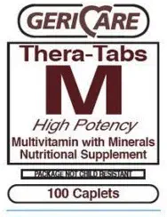 1163913 PT # 621- 13 Thera- Tabs M Multivitamin Multimineral Tablets Voksen 100 / Bt Made by Geri- Care Pharmaceuticals