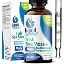 Irish Sea Moss Drops - Citrus Berry Flavor - 92 + Essential Minerals & Vitamin - Energi, Hud, Gut, Inddrivelse - Bladderwrack og Burdock Root - 2 fl. oz