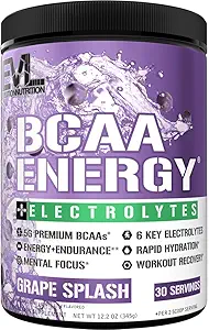 EVL BCAAs Aminosyrer Powder - BCAA Energy Pre Workout Powder for Muscle Recovery Lean Growth and Endurance - Rehydrating Post Workout Recovery Drikke med 6 Key Electrolytes - Grape Splash
