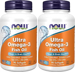 Now Supplements, Ultra Omega-3 Molekulært Destilleret og Enteric Coated, 90 Softgels (pakke med 2)