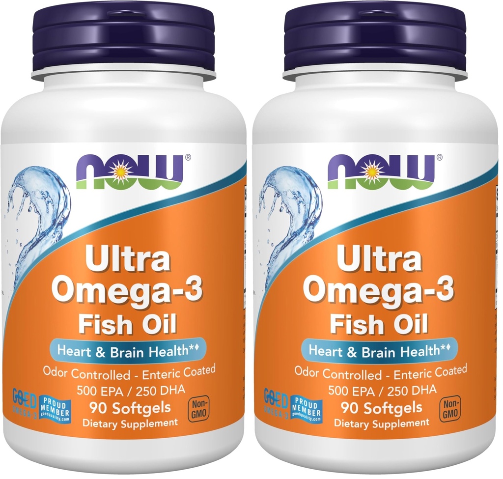 Now Supplements, Ultra Omega-3 Molekulært Destilleret og Enteric Coated, 90 Softgels (pakke med 2)
