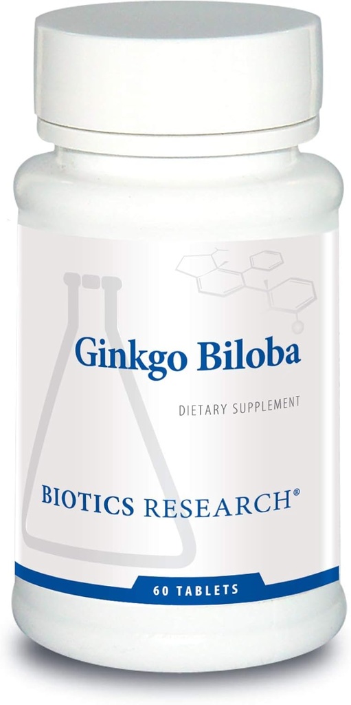 Bioteknologi Forskning Ginkgo Biloba Standardiseret 24% Ginkgo Biloba Procent Extract, Brain Supplement, Nootrop, Focus, Energy, Memory, Sund Age. 60 tabletter