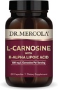 Dr. Mercola L- Carnosine med R- ALA Kosttilskud, 500 mg L- Carnosine per servering, 30 Servering (60 kapsler), Ikke GMO, Gluten Free, Soy Free