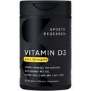 Sports Research Vitamin D3 5000 IE med kokos MCT Oil - High Potency Vitamin D supplement til immun- og benstøtte - Non- GMO Verified, Gluten & Soy Free - 125mcg, 30 flydende bløddele