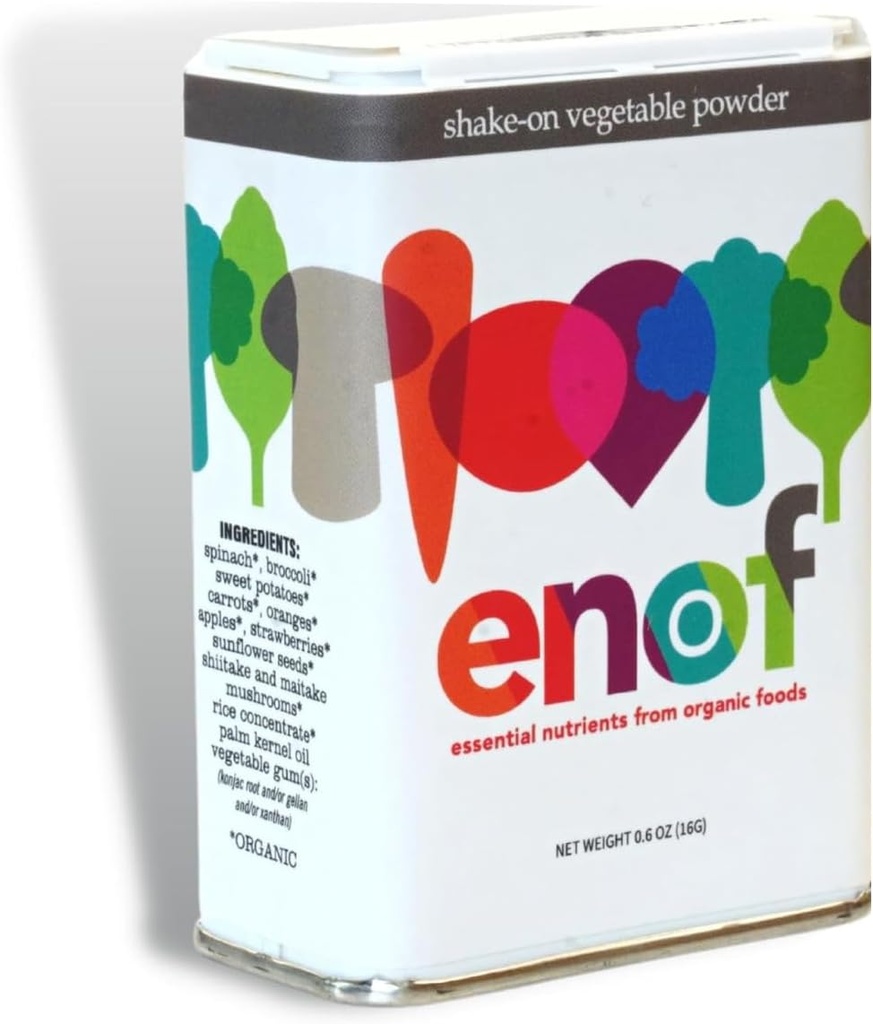ENOF Organic Fruit and Plant Powder Supplement Kids & Voksen- 124; 10 Clean Ingredients - Strawberry, Spinach- 124; Gluten & GMO Free Vegetabilske Powder for Kids - 124; 60 Servering, 1 Mo. Supply, Made in USA