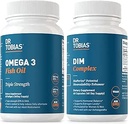 Dr. Tobias Omega 3 Fish Oil og DIM Complex Kosttilskud, understøtter hjerte, hjerne immunfunktion og hormon Balance for kvinder & mænd med BioPerine, Borccoli Extract & Calcium D- glucarat, 60 kapsler