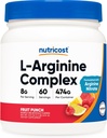 Nutricost L- Arginin Complex (Fruit Punch, 60 Servere) - Gluten Free, Non- GMO