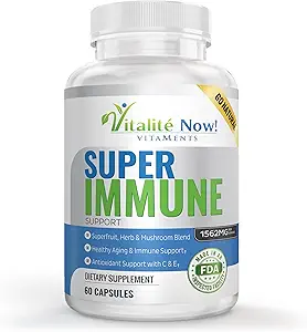 Super Wellness Immune Booster - Quercetin Immunity Support, 25 Vitamins, Herbs, Superfoods, Mushrooms - Vitamins C & E - Selenium - Turmeric - Immune Defense Supplement - 60 Capsules