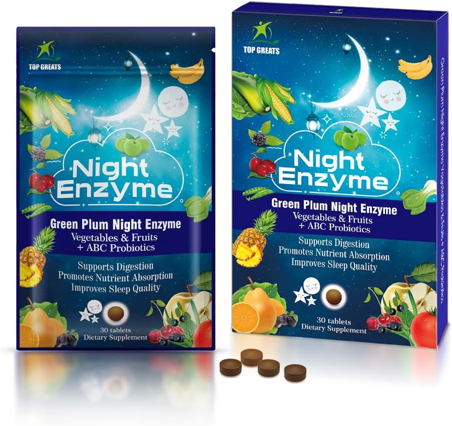 Nat Enzyme, Daglige Multi fordøjelsesenzymer, Grøn Blomme Frugt og Grøntsager med Probiotika, Relief Bloating, Bedre søvn kvalitet, for mænd og kvinder, Promote fordøjelsessygdomme - 30 tabletter