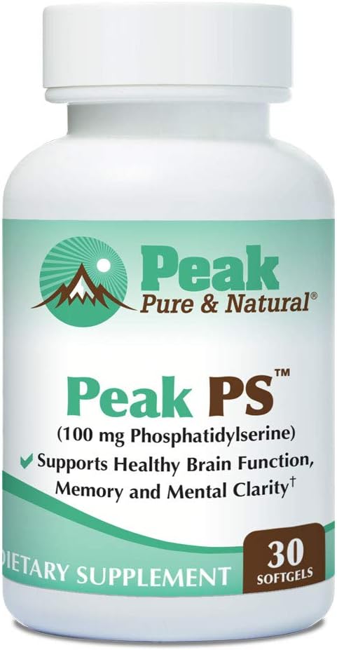 Peak Pure & Natural "Peak PS" Phosphatidylserin Brain Health Supplement - Soy- Free Nootrop for Memory Health - Supplement for Brain Health - 30 Count 100mg Softgels