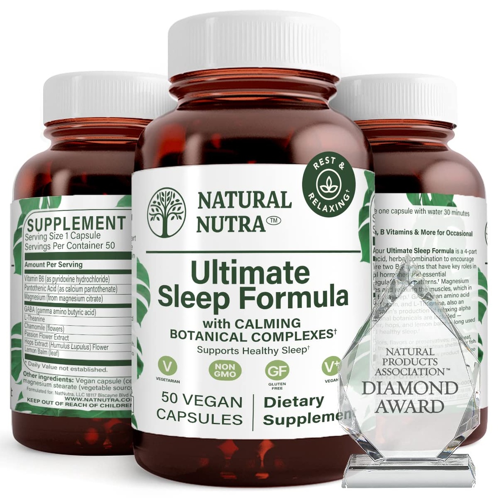Naturlig Nutra Ultimate Sleep Formel, kamille til støtte afslapning og reducere Nighttime Angst, Hjælp dig med at falde hurtigere, 50 kapsler