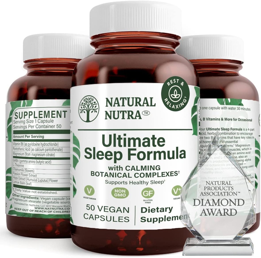 Naturlig Nutra Ultimate Sleep Formel, kamille til støtte afslapning og reducere Nighttime Angst, Hjælp dig med at falde hurtigere, 50 kapsler