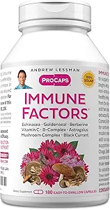 ANDREW LSSMAN immunfaktorer 180 kapsler - Echinacea, Goldenseal, C-vitamin, Astragalus, Berberine, Mushroom Blend, Black Currant. Understøtter og fremmer immunsystemet og naturlige forsvar