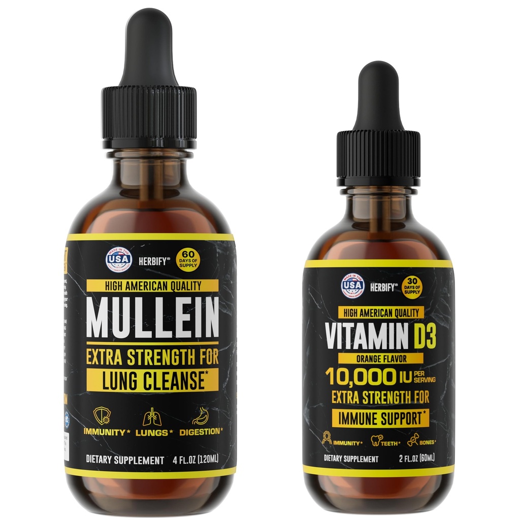 HERBIFY Bundle - Mullein Leaf Extract & D3-vitamin - Respiratorisk support & immunboost