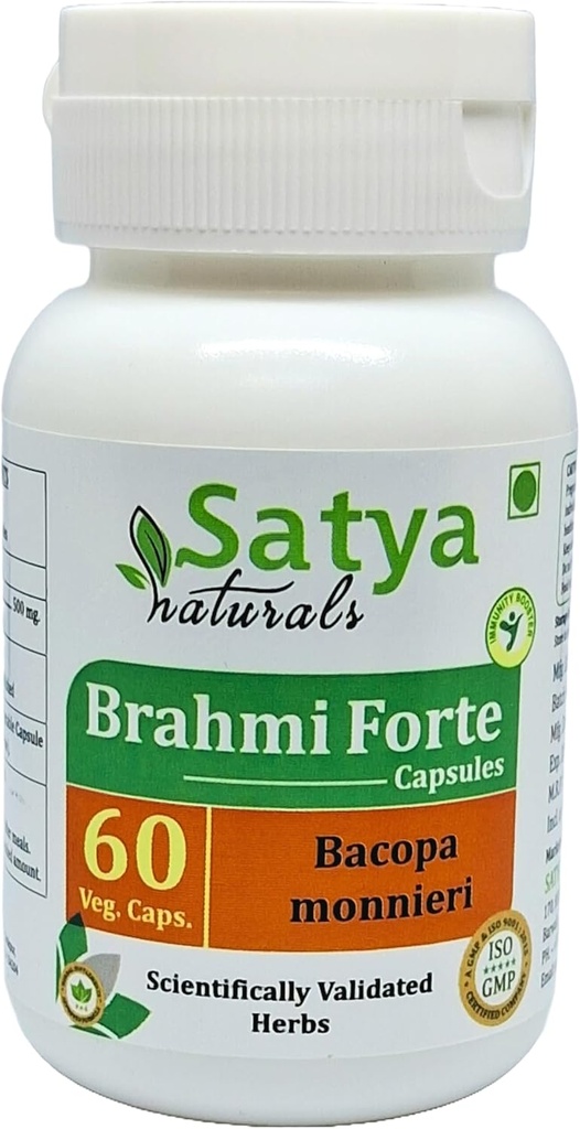 Brahmi Forte Capsules 500 mg. 60 Veg. Capsule Medical 124; Brahmi (Bacopa Monnieri) Uddrag Kapsler til mænd og kvinder Medical 124; Ayurvedic Herbal Supplement / Remedies Medical 124; 10: 1 Forte (1 flaske med 60 Kapsler)