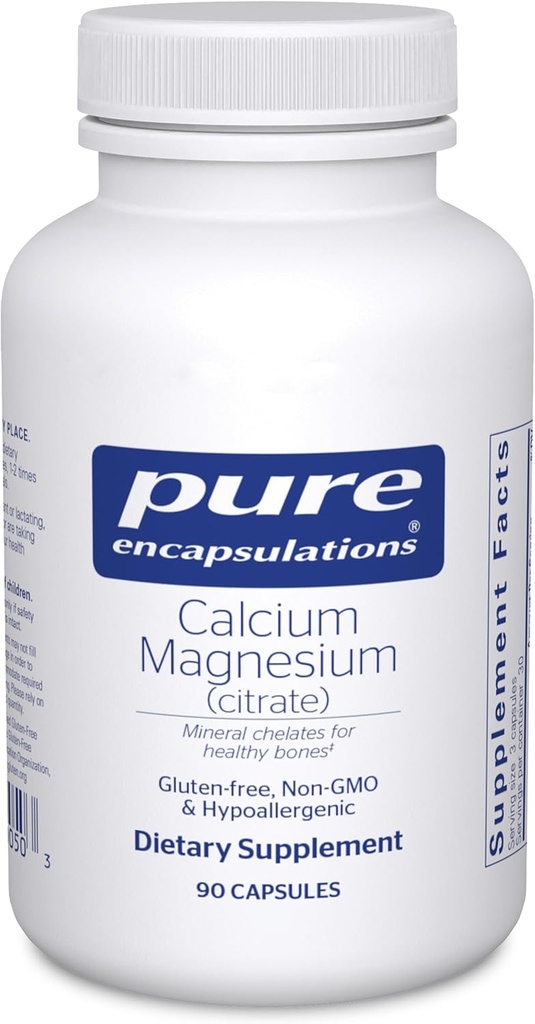 Ren indkapsling Calcium Magnesium (citrat) - 240 g Calcium & 240 g Magnesium - Knogletilskud - non-GMO & Vegan - 90 kapsler