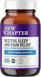Nyt kapitel Sleep Aid, Rastful Sleep and Pain Relief, Melatonin & Ginger Sleep Supplement, Gluten fri og ikke-GMO, 30 Vegetariske kapsler