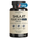 VINATURA Shilajit til mænd og kvinder - 1000 mg Pure Himalayan Shilajit kapsler, standardiseret til 50% Fulvic Acid - 60 kapsler