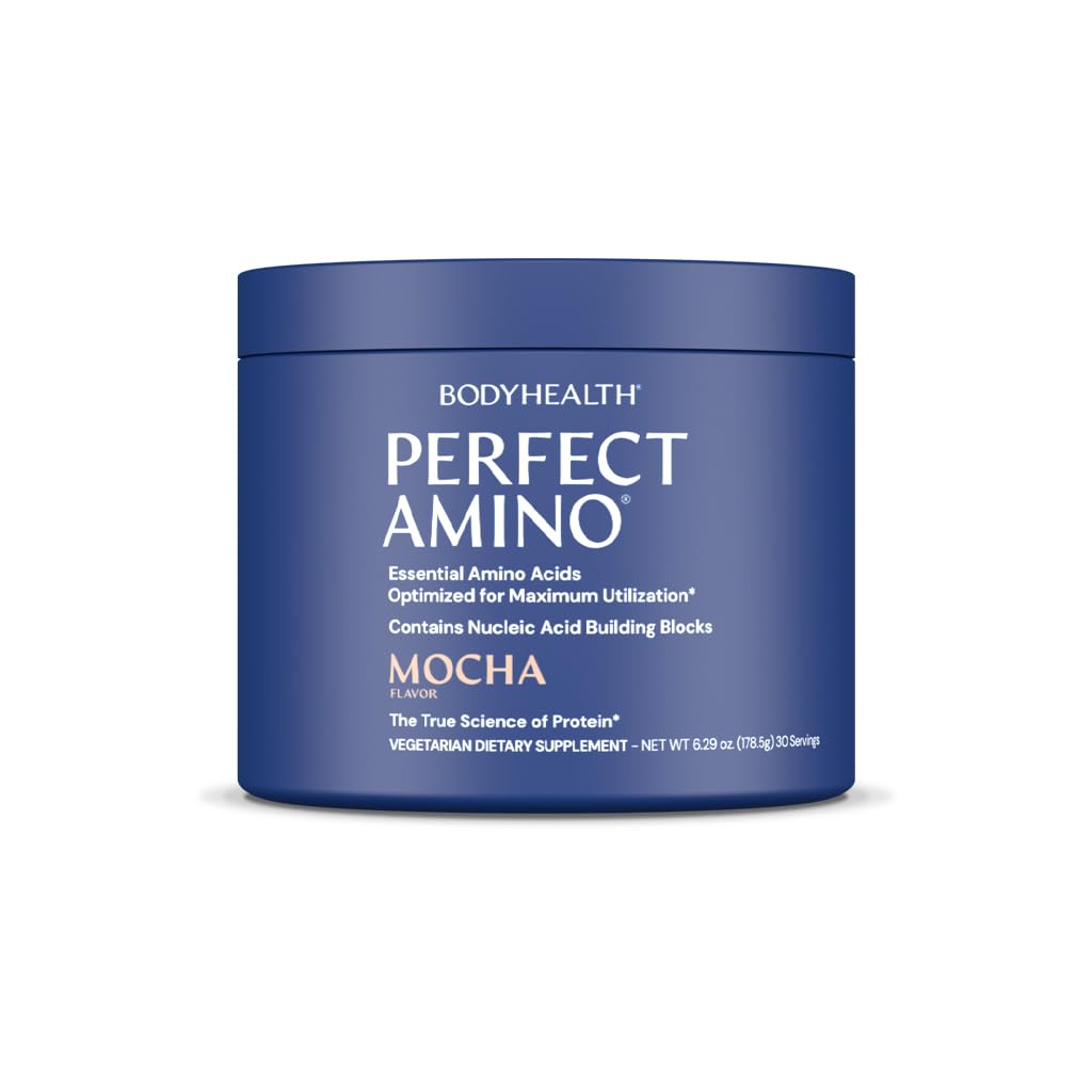 BodyHealth PerfectAmino Powder - BCAA og EAA Powder til Pre and Post Workout - Amino Acid Energy Drikke til mænd og kvinder til at støtte Lean muskel og inddrivelse - Mocha - 60 Servering
