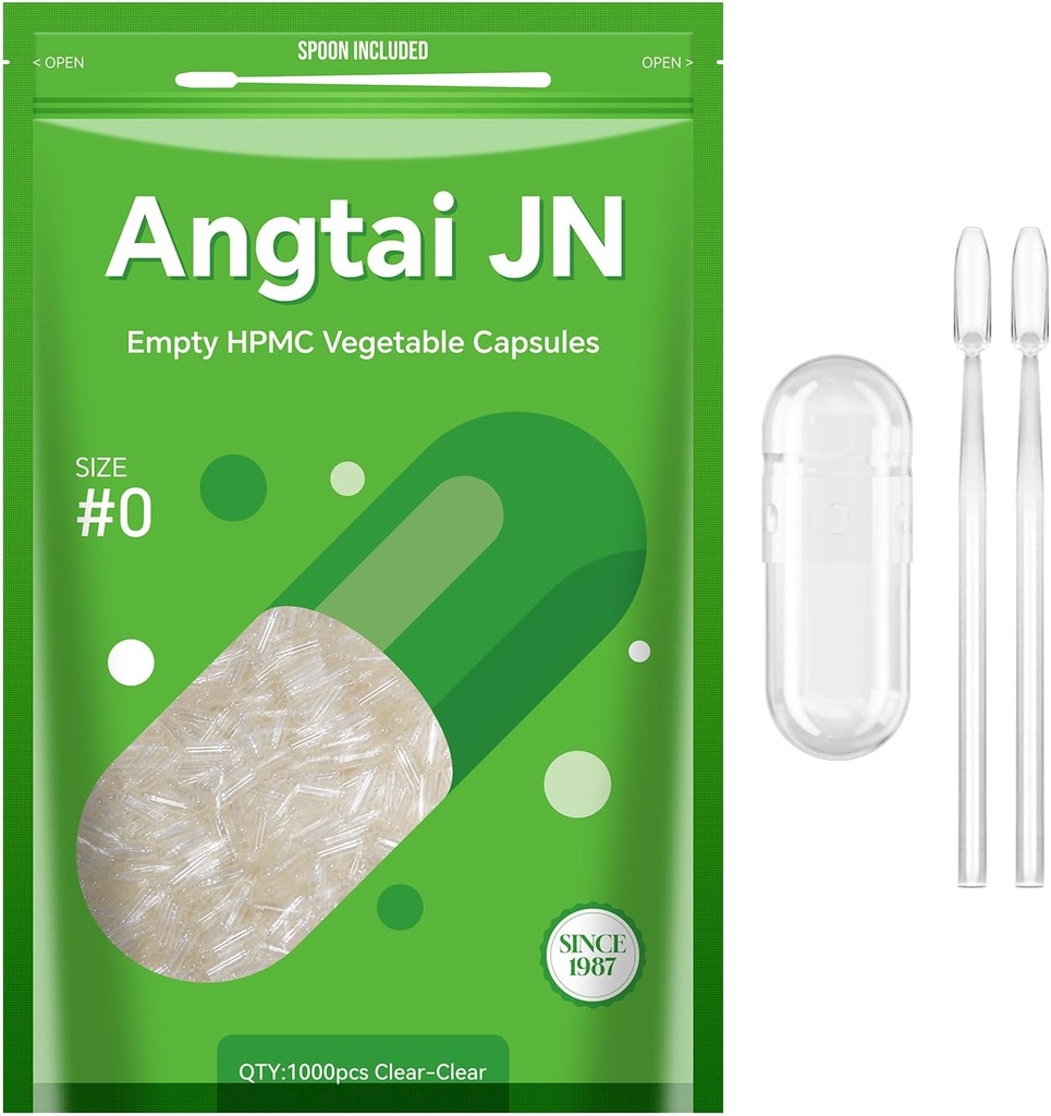 Størrelse 0 Kapsler Tomme Vegansk Plantebaseret Klar (1.000 Greve) Gluten Gratis, Non- GMO, Halal Certified Pill Caps Fyldning Kit med 2 skeer til vegetar gør dine egne kosttilskud