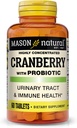MASON NATURAL Cranberry med Probiotic, 2 Måned Supply, Meget koncentreret, Understøtter normal immunforsvar & Urinary System, 60 tabletter