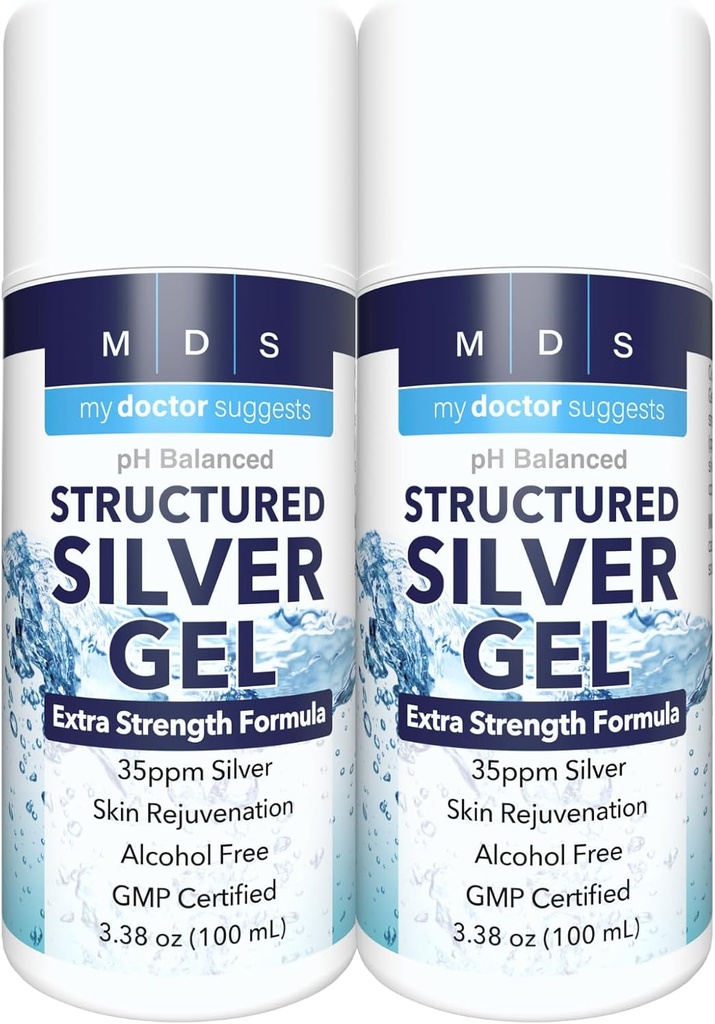 Kolloid sølv gel ekstra styrke - 35ppm aktiverede kolloid sølv gel for maksimal potens - Lavet i USA - struktureret formel i en praktisk 2 pakke