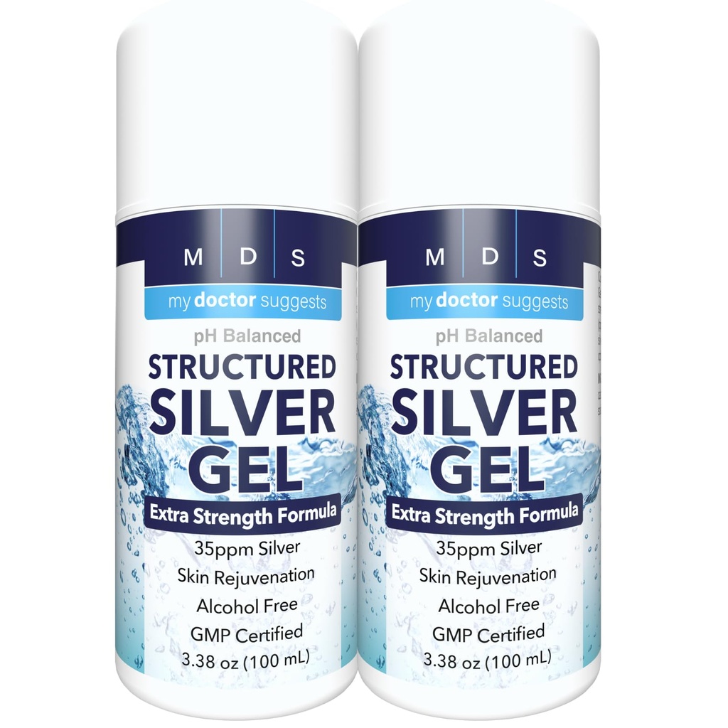Kolloid sølv gel ekstra styrke - 35ppm aktiverede kolloid sølv gel for maksimal potens - Lavet i USA - struktureret formel i en praktisk 2 pakke