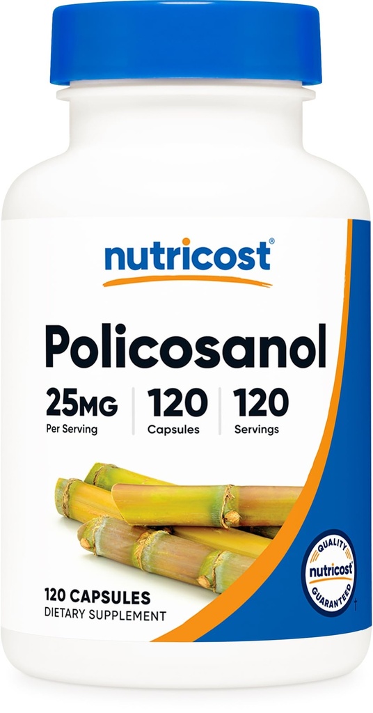 Nutricost Policosanol 25mg, 120 Kapsler - Gluten Free, Non- GMO, og Vegetarisk Friendly