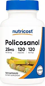 Nutricost Policosanol 25mg, 120 Kapsler - Gluten Free, Non- GMO, og Vegetarisk Friendly