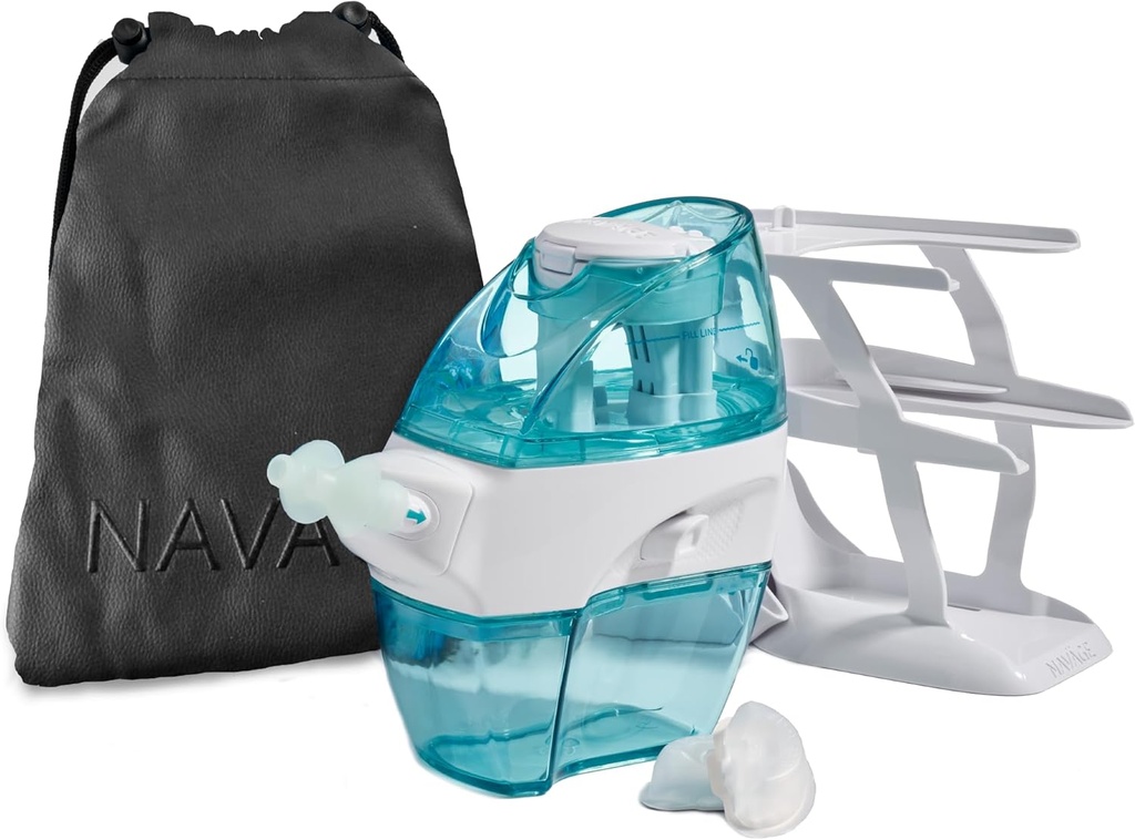 Navage Deluxe Bundle Nasal Irrigation System - Saline Nasal Rinse Kit with 1 Nose Cleaner, 30 Salt Pods, Black Travel Bag and 1 Countertop Caddy