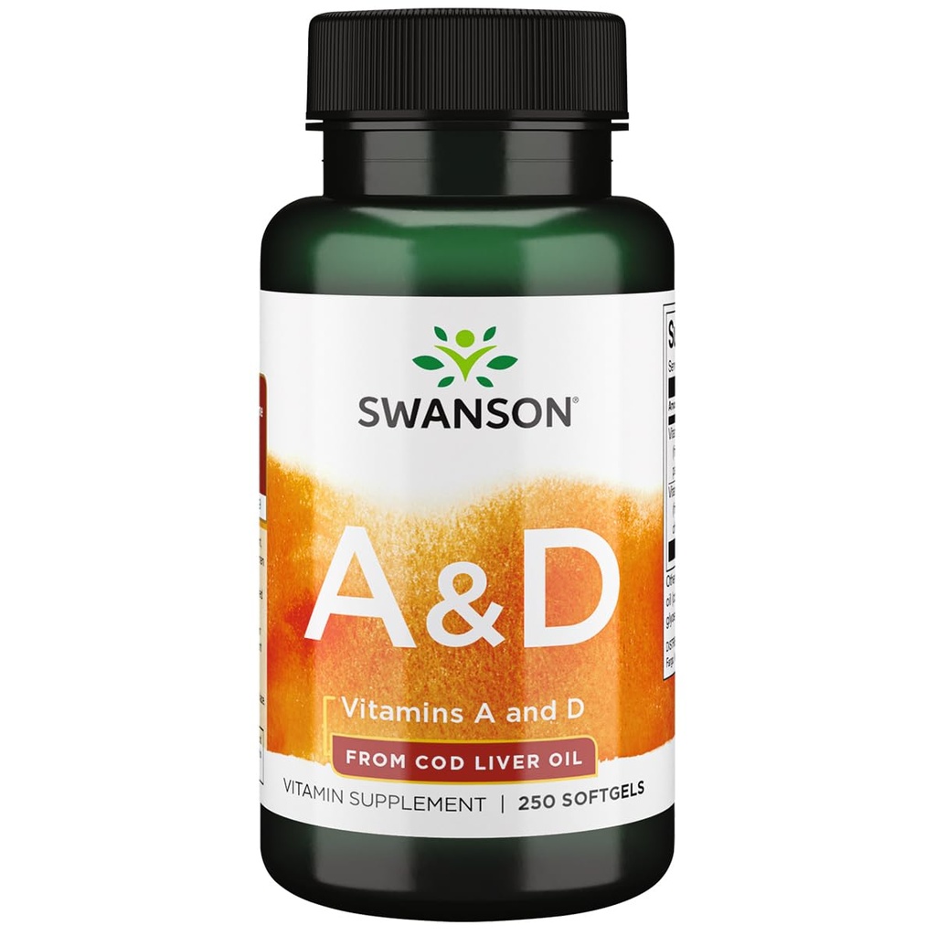 Swanson Vitamin A & D Skin Eye Immunsystem Sundhed 250 Sgels
