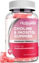 Prenatal Cholin Inositol Gummies, Chewable Cholin tillæg med DHA, Prenatal Vitamin til kvinder & børn, Support Nervesystemet, Immun & Brain Health, Vegansk Jordbær Flavor, Sukker Free, 60 Ct