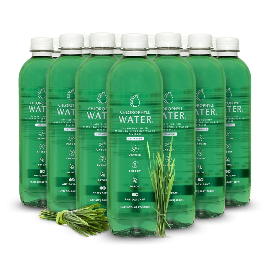 Chlorophyll Vand - Flydende Chlorophyll 12- Pack (16.9oz) Beeg 124; vitamin A, B12, C, D Beeg 124; Detox Rengøring, alkaline vand, energi Boost Budding 124; Vitamin Vand Budding 124; Plante-baseret