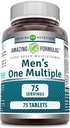 Amazing Formulas Mænds Multivitamin- > 124; fødevarer baseret på < 124; Tablets Supplement > 124; Perfect Blend of Vitamin, Minerals, 25 Million CFU probiotika & food- baserede enzymer (1 pakke, 75 Tæl)