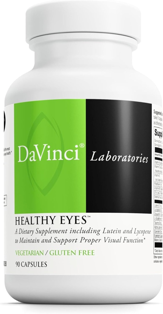 DAVINCI Labs Sunde Øjne - Kosttilskud til at opretholde sund visuel funktion og støtte øje sundhed * - med vitaminer, mineraler, Lutein, Lycopene, Zeaxanthin og mere - 90 vegetabilske kapsler